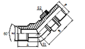 45° 弯英管外螺纹60°内锥/公制外螺纹轻系列 ISO 6149-3